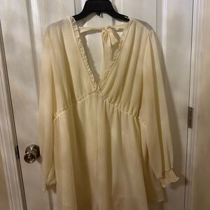 H&M Cream Textured Long Sleeve romper